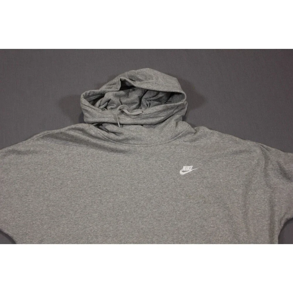 Nike Hoodie Womens XL Short Sleeve Funnel Neck Heather Gray Pullover - Picture 2 of 9